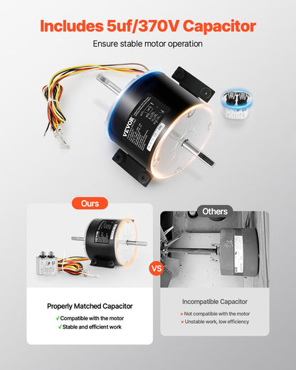 VEVOR 3315332.005 RV AC Fan Motor Replacement Genteq F48AF70A61, Dometic Brisk Air II Fan Motor, Compatible with Dometic Brisk Air II B57915 B59516 B59146 B59186 - 1/4HP AC115V 3A 1650RPM (3 Speeds) - 331XFCKDDJ33J4NQ9V1 - view 6