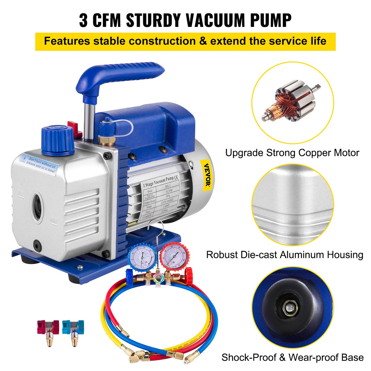 VEVOR A/C Vacuum Pumps - Select Your Configuration - 3CFM1-4HPZKBZUMC1V1 - view 3
