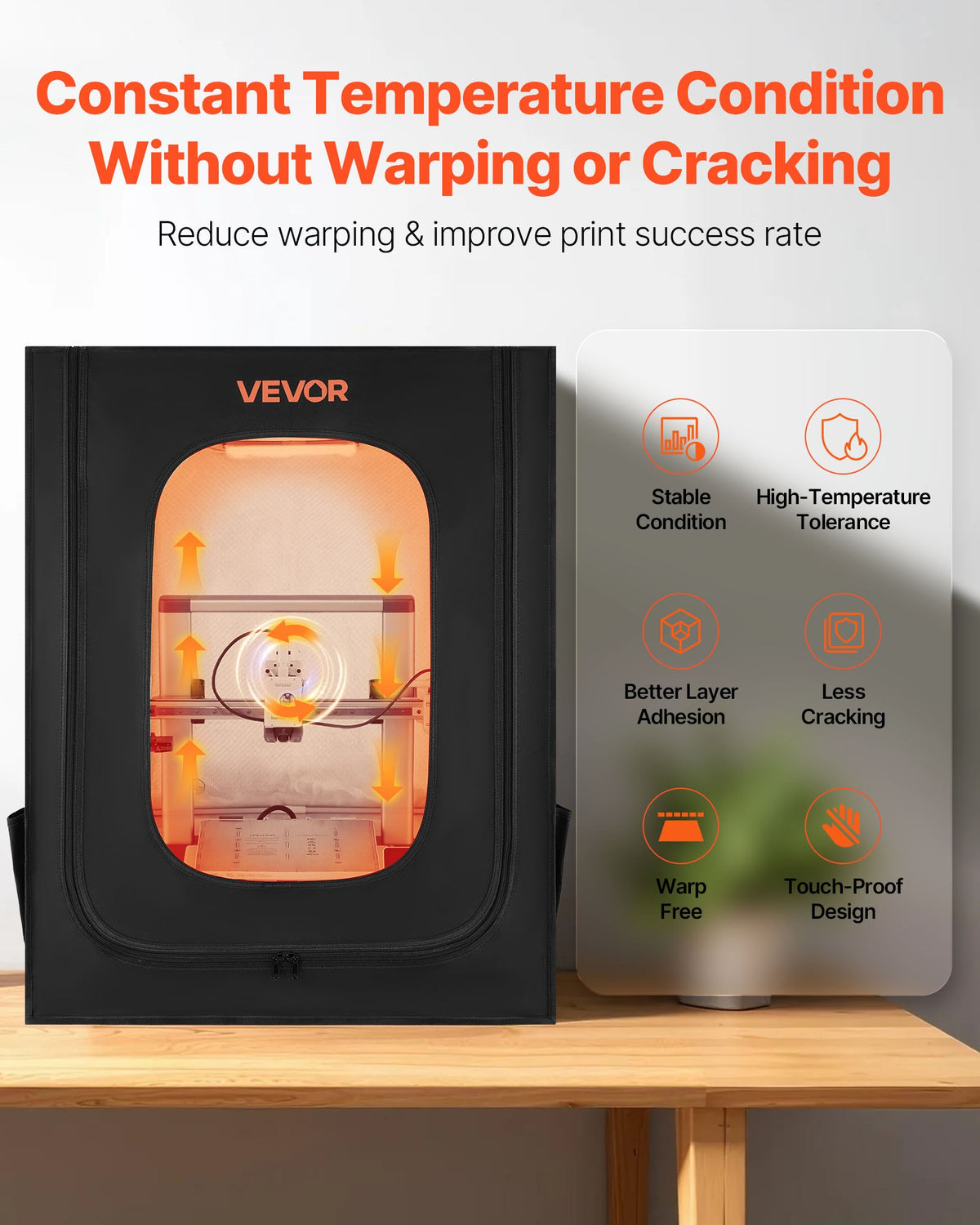 VEVOR 3D Printer Enclosure, Dustproof Waterproof Large Oxford Cloth 3D Printer Tent, Constant Temperature Protective Case with LED Lighting, Compatible with Creality/ELEGOO/Anycubic Popular Models - 3DDYJZRTWQWTUY5RY001V9 - view 3