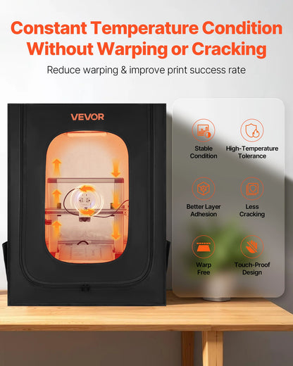 VEVOR 3D Printer Enclosure, Dustproof Waterproof Large Oxford Cloth 3D Printer Tent, Constant Temperature Protective Case with LED Lighting, Compatible with Creality/ELEGOO/Anycubic Popular Models - 3DDYJZRTWQWTUY5RY001V9 - view 3