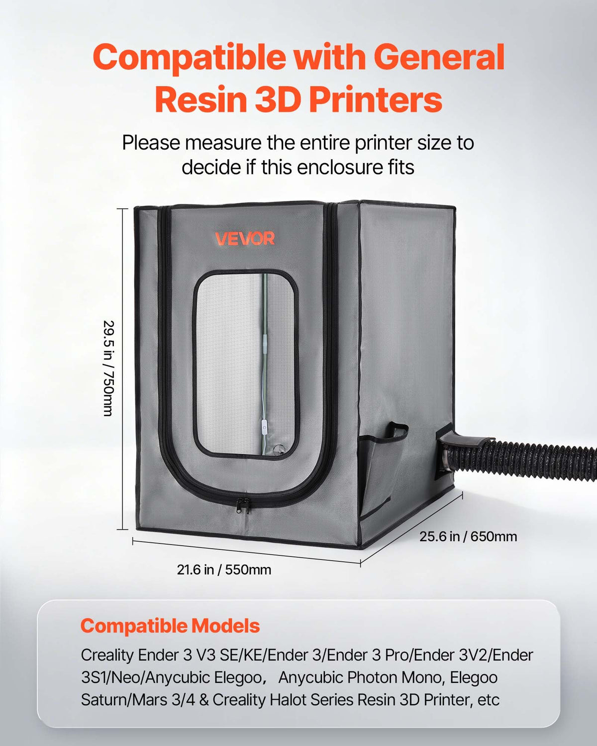VEVOR 3D Printer Enclosure with Ventilation, Dustproof Waterproof Oxford Cloth Resin 3D Printer Tent, Constant Temperature Protective Case with LED