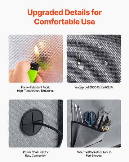 VEVOR 3D Printer Enclosure with Ventilation, Dustproof Waterproof Oxford Cloth Resin 3D Printer Tent, Constant Temperature Protective Case with LED