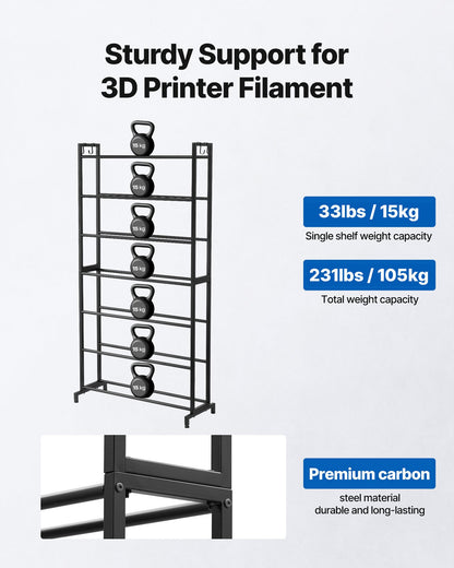 VEVOR 3D Printer Filament Storage Rack, 7 Tier Heavy Duty Storage Shelves for 3D Printing Filaments, Filament Spool Holders Racks for 3D Printing Studio, Home Studio, Office, Workshop (Shelf Only) - 3DDYSNJGDSQC48U3M001V0 - view 3