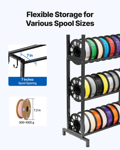 VEVOR 3D Printer Filament Storage Rack, 5 Tier Heavy Duty Storage Shelves for 3D Printing Filaments, Filament Spool Holders Racks for 3D Printing Studio, Home Studio, Office, Workshop (Shelf Only) - 3DDYSNJGDSWCEZBNH001V0 - view 5