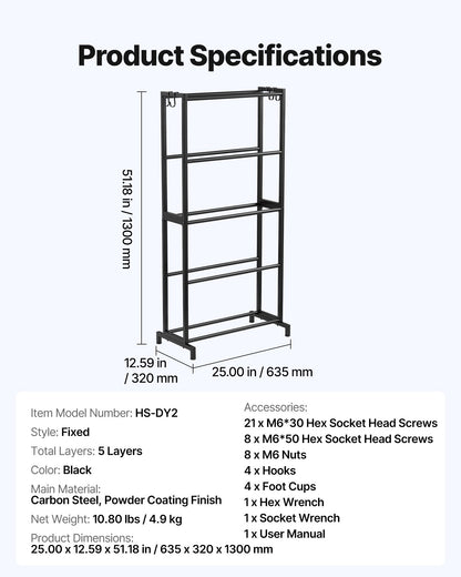VEVOR 3D Printer Filament Storage Rack, 5 Tier Heavy Duty Storage Shelves for 3D Printing Filaments, Filament Spool Holders Racks for 3D Printing Studio, Home Studio, Office, Workshop (Shelf Only) - 3DDYSNJGDSWCEZBNH001V0 - view 8