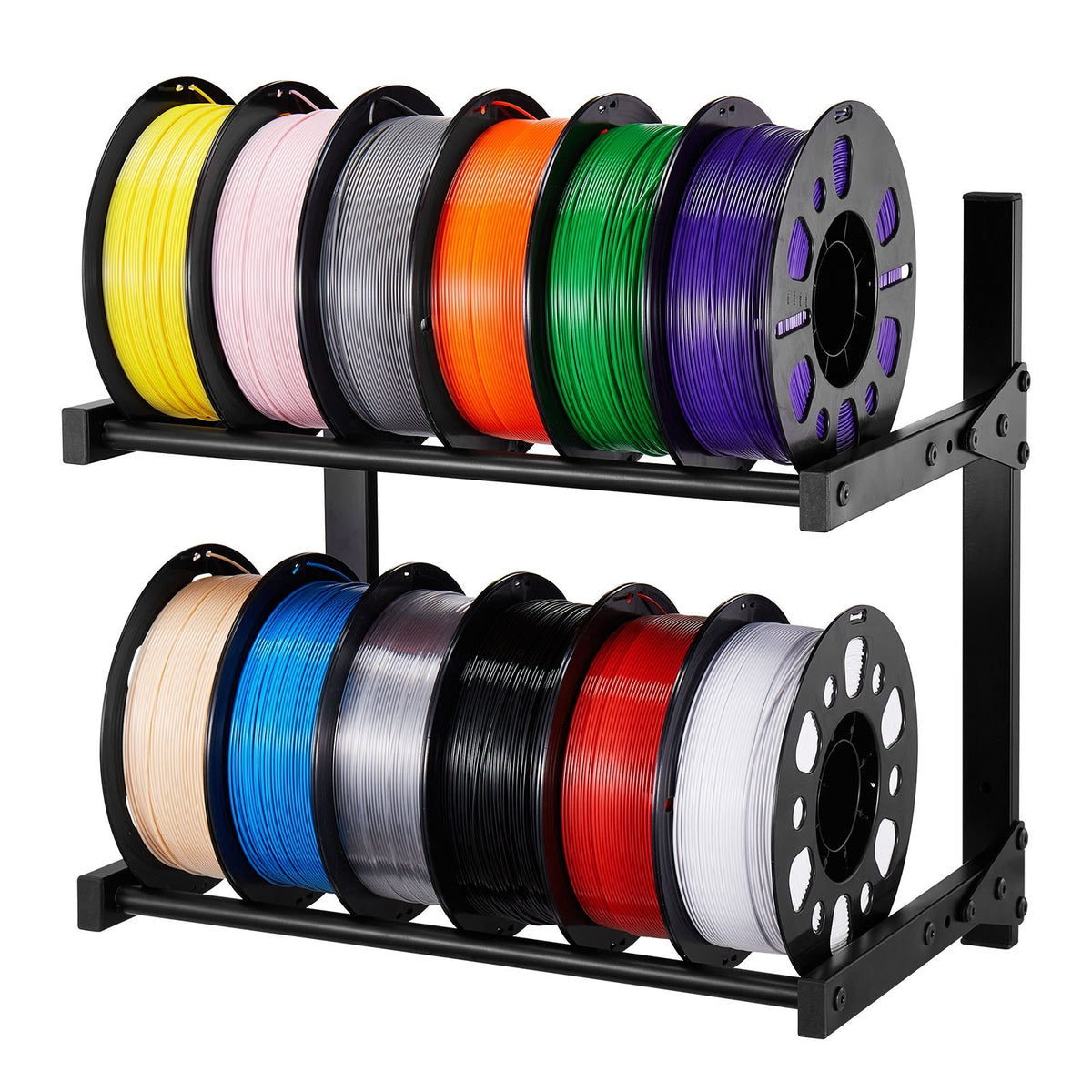 VEVOR Wall Mount Printer Filament Storage Rack, 2-Tier Wall Bracket Storage Shelf, Rolling Filament Spool Holders Racks with Wheels, Filaments Organzied for 3D Printing Studio, Workshop (Shelf Only) - 3DDYSNJHSECBXUUA2001V0 - view 1