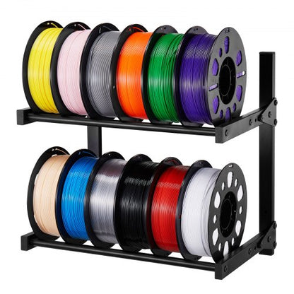 VEVOR Wall Mount Printer Filament Storage Rack, 2-Tier Wall Bracket Storage Shelf, Rolling Filament Spool Holders Racks with Wheels, Filaments Organzied for 3D Printing Studio, Workshop (Shelf Only) - 3DDYSNJHSECBXUUA2001V0 - view 2