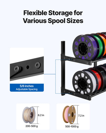 VEVOR Wall Mount Printer Filament Storage Rack, 2-Tier Wall Bracket Storage Shelf, Rolling Filament Spool Holders Racks with Wheels, Filaments Organzied for 3D Printing Studio, Workshop (Shelf Only) - 3DDYSNJHSECBXUUA2001V0 - view 5