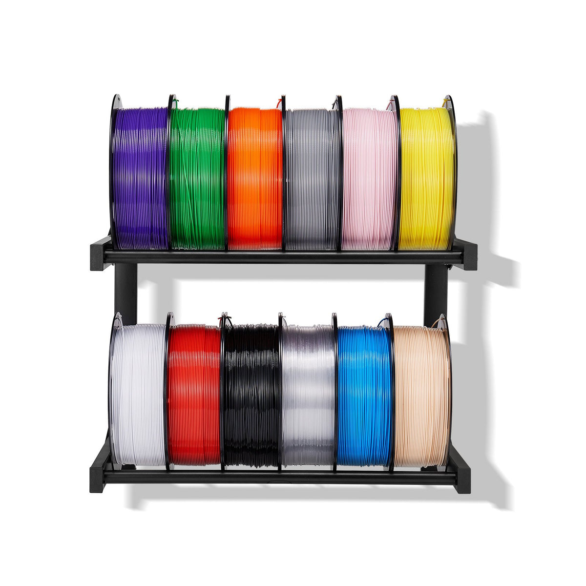 VEVOR Wall Mount Printer Filament Storage Rack, 2-Tier Wall Bracket Storage Shelf, Rolling Filament Spool Holders Racks with Wheels, Filaments Organzied for 3D Printing Studio, Workshop (Shelf Only) - 3DDYSNJHSECBXUUA2001V0 - view 9