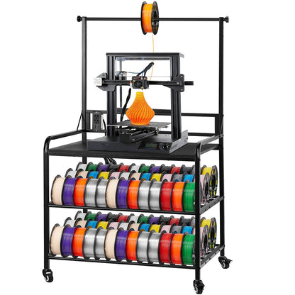 VEVOR 3D Printer Filament Storage Rack, 3 Tier Heavy Duty Storage Shelf, Rolling Filament Spool Holders Racks with Wheels, Filaments Organzied for 3D Printing Station, Office, Workshop (Shelf Only) - 3DDYSNJYDSSCCI04J001V0 - view 1