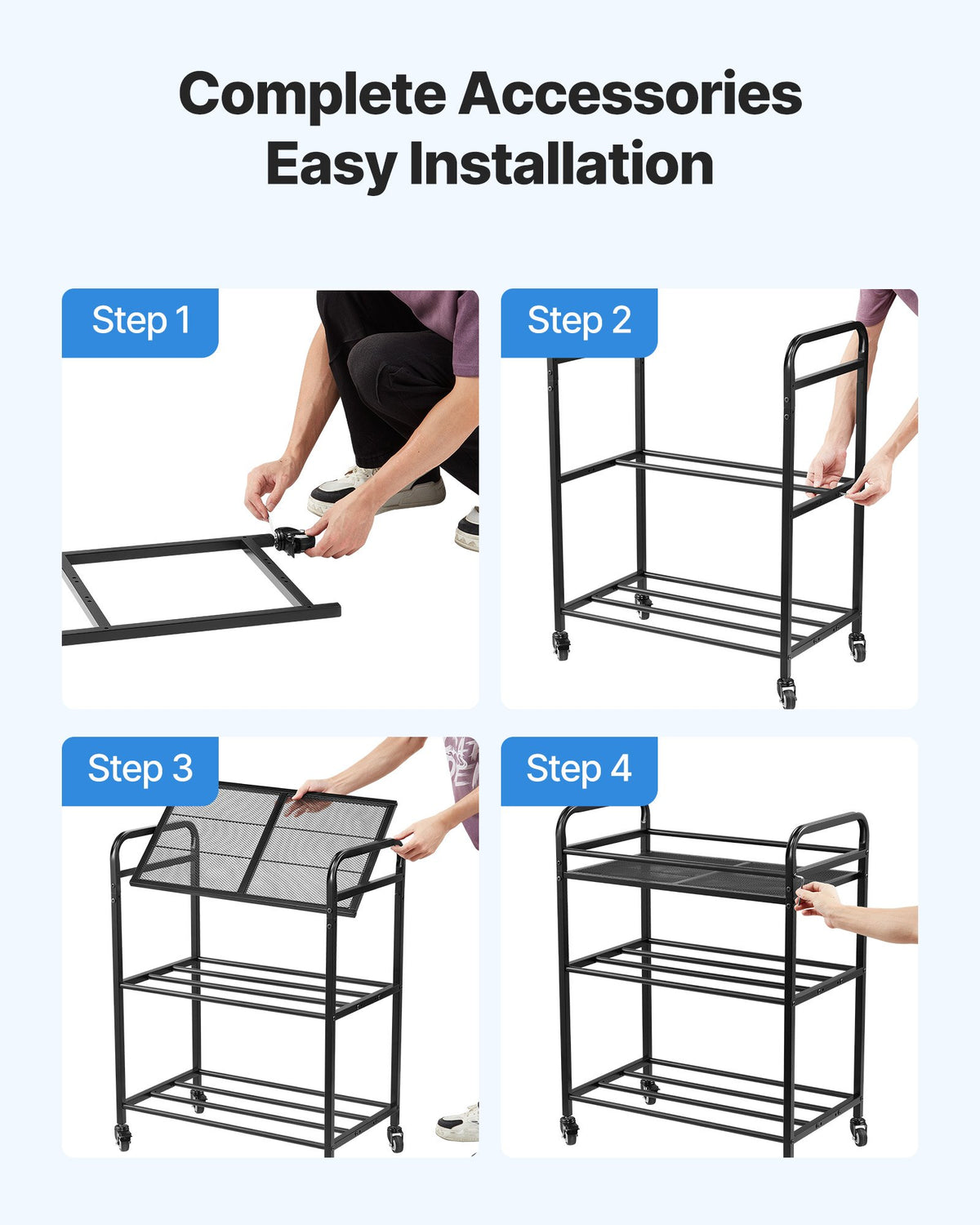 VEVOR 3D Printer Filament Storage Rack, 3 Tier Heavy Duty Storage Shelf, Rolling Filament Spool Holders Racks with Wheels, Filaments Organzied for 3D Printing Station, Office, Workshop (Shelf Only) - 3DDYSNJYDSSCCI04J001V0 - view 7