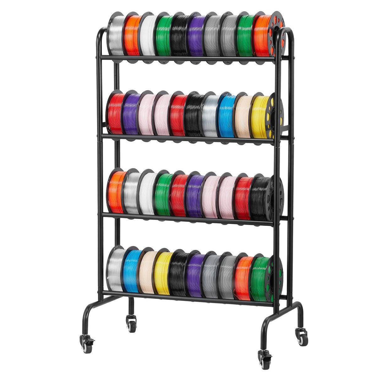 VEVOR 3D Printer Filament Storage Rack, 4 Tier Heavy Duty Storage Shelf, Rolling Filament Spool Holders Racks with Wheels, Filaments Organzied for 3D Printing Station, Office, Workshop (Shelf Only) - 3DDYSNJYDSSCMA4RR001V0 - view 1