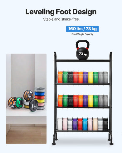 VEVOR 3D Printer Filament Storage Rack, 4 Tier Heavy Duty Storage Shelf, Rolling Filament Spool Holders Racks with Wheels, Filaments Organzied for 3D Printing Station, Office, Workshop (Shelf Only) - 3DDYSNJYDSSCMA4RR001V0 - view 5