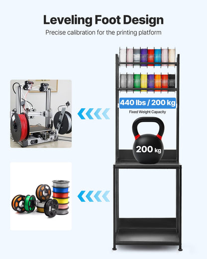 VEVOR 3D Printer Filament Storage Rack, 4-Tier 3D Printer Stand with Filament Storage, Spools Holder Racks Cart with Wheels, Filaments Organzied for 3D Printing Station, Office, Workshop (Shelf Only) - 3DDYSNJYTSSC128I3001V0 - view 5