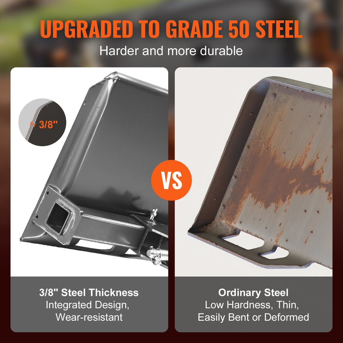 VEVOR Universal 3-point Skid Steer Plate, 3/8" Skid Steer Attachment Plate, 7000lbs Skid Steer Mount Plate Steel Adapter Loader, Compatible with Deere, Kubota, Bobcat, Mahindra Skid Steers, Tractors - 3DSPAZBBXGS332UIR001V0 - view 4