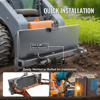 VEVOR Universal 3-point Skid Steer Plate, 3/8" Skid Steer Attachment Plate, 7000lbs Skid Steer Mount Plate Steel Adapter Loader, Compatible with Deere, Kubota, Bobcat, Mahindra Skid Steers, Tractors - 3DSPAZBBXGS332UIR001V0 - view 5
