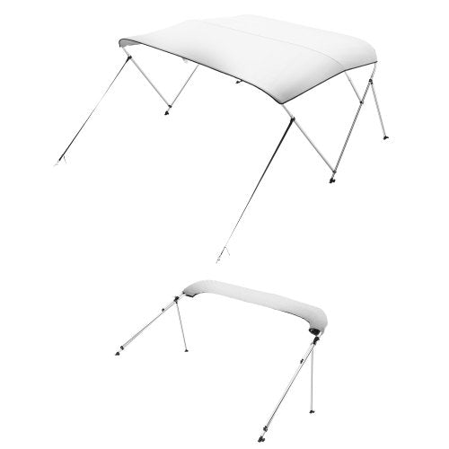 VEVOR 3 Bow Boat Bimini Tops, 600D Polyester Canopy with Aluminum Alloy Frame, Waterproof & Sun Shade Boat Awning Canopy with Storage Bag, 2 Support Poles, 4 Straps, 6'Lx(61"-66")Wx46"H, Light Grey - 3GCYZYP6L616V1U3RV0 - view 2
