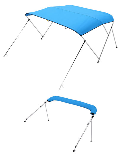 VEVOR 3 Bow Boat Bimini Top, 600D Polyester Canopy with Aluminum Alloy Frame, Waterproof & Sun Shade Boat Awning Canopy with Storage Bag, 2 Support Poles, 4 Straps, 72"Lx(73"-78")Wx46"H, Pacific Blue - 3GCYZYP727373ZGKJV0 - view 1