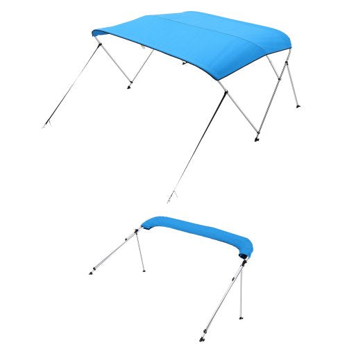 VEVOR 3 Bow Boat Bimini Top, 600D Polyester Canopy with Aluminum Alloy Frame, Waterproof & Sun Shade Boat Awning Canopy with Storage Bag, 2 Support Poles, 4 Straps, 72"Lx(73"-78")Wx46"H, Pacific Blue - 3GCYZYP727373ZGKJV0 - view 2