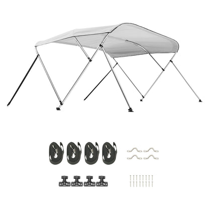 VEVOR 3 Bow Boat Bimini Tops, 600D Polyester Canopy with Aluminum Alloy Frame, Waterproof & Sun Shade Boat Awning Canopy with Storage Bag, 2 Support Poles, 4 Straps, 72"Lx(79"-84")Wx46"H, Light Grey - 3GCYZYP72798DRZO8V0 - view 10