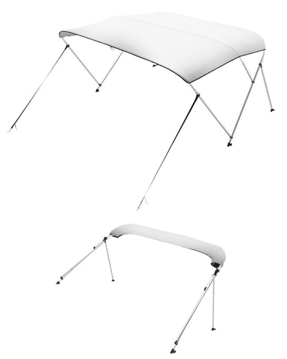 VEVOR 3 Bow Boat Bimini Tops, 600D Polyester Canopy with Aluminum Alloy Frame, Waterproof & Sun Shade Boat Awning Canopy with Storage Bag, 2 Support Poles, 4 Straps, 72"Lx(85"-90")Wx46"H, Light Grey - 3GCYZYP72859B0WDDV0 - view 1