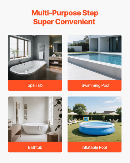 VEVOR Hot Tub Steps with Handrail, 3-Step Spa Outdoor Stairs, Heavy Duty 25.2 inch Wide Above-Ground/Inflatable Pool Ladder with 550 lbs Weight Capacity, Multi-Use for Porch, Patio, Deck, Trailers - 3JTJBDCWGNDFTIP0Z001V0 - view 7