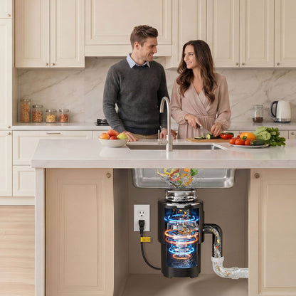 VEVOR Food Waste Garbage Disposal, 3/4HP 1500RPM AC Motor, Continuous Feed Kitchen Sink Garbage Disposer, 3-Bolt Mount Food Waste Grinding System with Splash Guard & Power Cord for Kitchens - 3LSAZGDLJCLQPJV5C001V1 - view 9