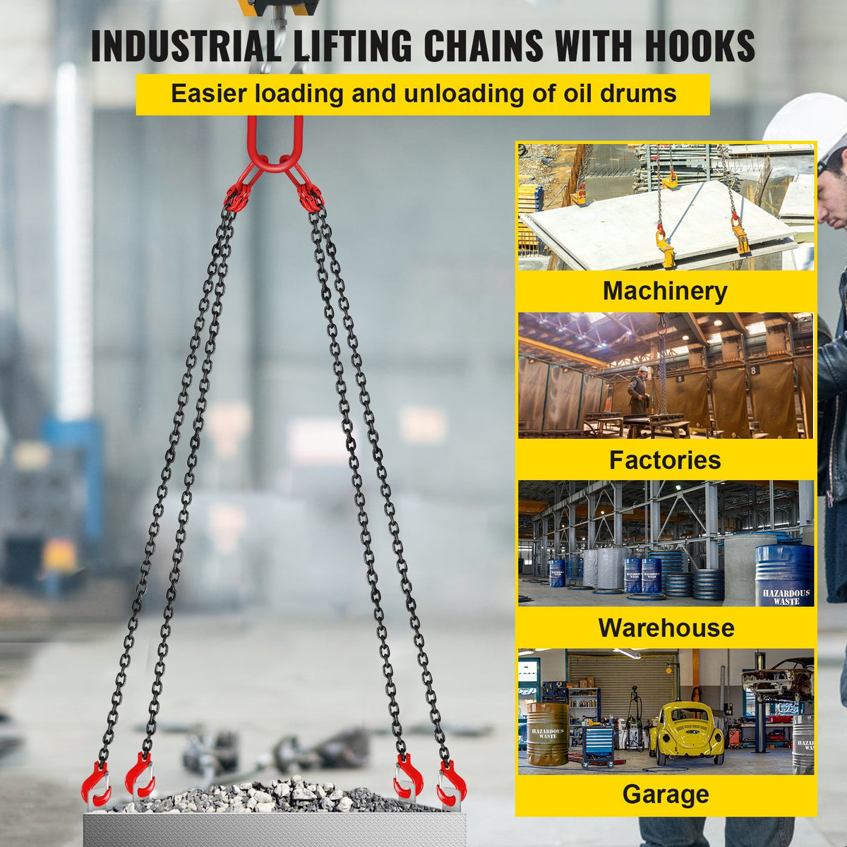 VEVOR G80 Lifting Chain Sling - 4 Legs, 5/16 in x 10 ft - product view 2
