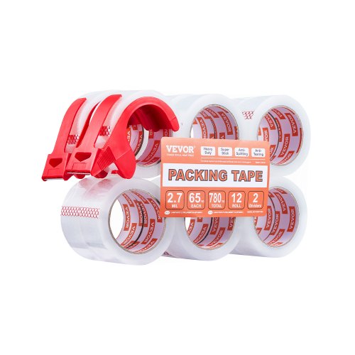 VEVOR Clear Packing Tape, 3 inches Core, 12 Rolls 1.88 Inches x 65 Yards Packing Tape with Dispenser, 2.7 Mil Heavy Duty Packaging Tape Designed for Moving, Storage and Packing, Shipping and Mailing - 3YCXFXJDTM12C3NXXV0 - view 2
