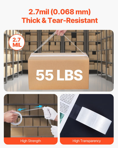 VEVOR Clear Packing Tape, 3 inches Core, 12 Rolls 1.88 Inches x 65 Yards Packing Tape with Dispenser, 2.7 Mil Heavy Duty Packaging Tape Designed for Moving, Storage and Packing, Shipping and Mailing - 3YCXFXJDTM12C3NXXV0 - view 5