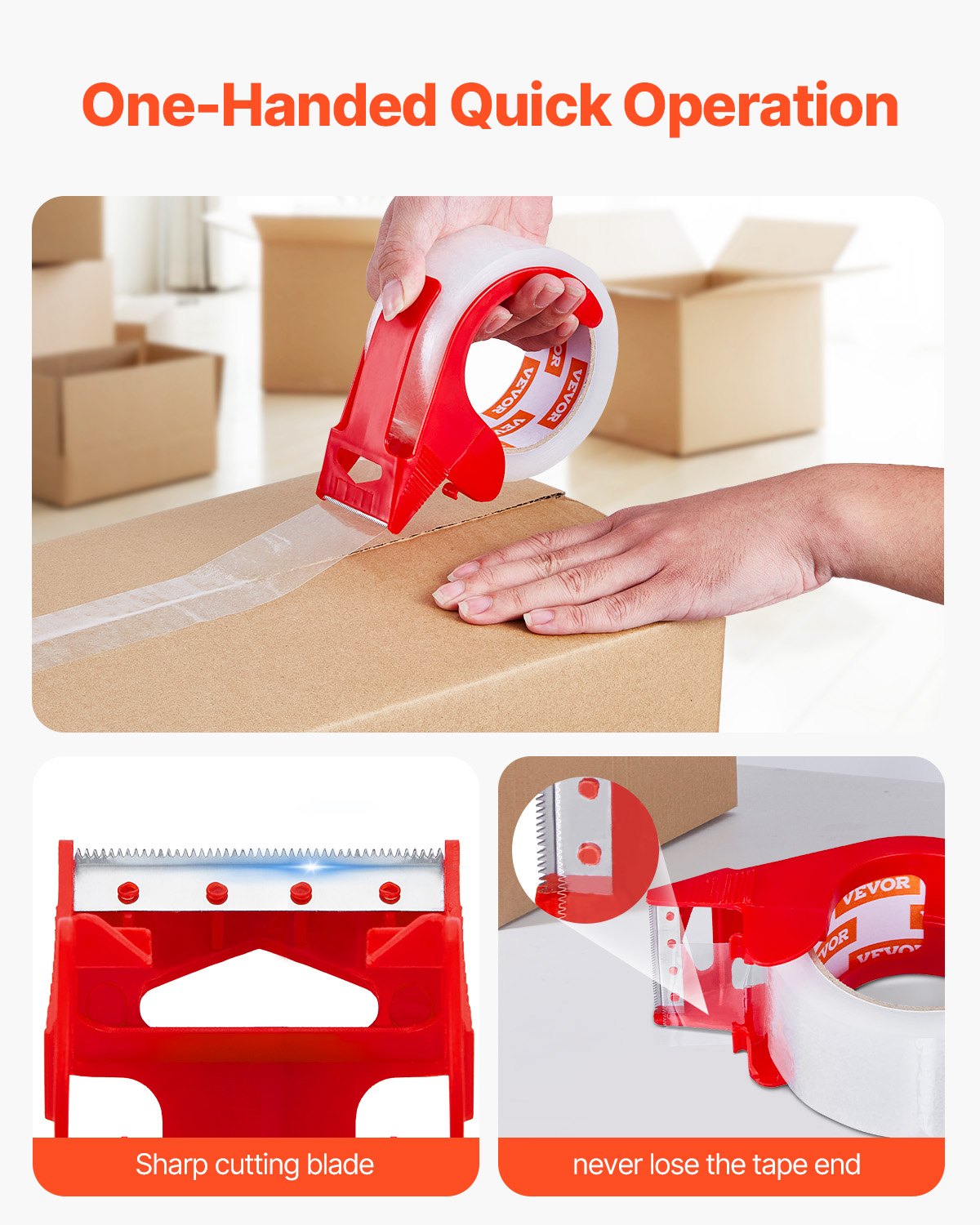 VEVOR Clear Packing Tape, 3 inches Core, 12 Rolls 1.88 Inches x 65 Yards Packing Tape with Dispenser, 2.7 Mil Heavy Duty Packaging Tape Designed for Moving, Storage and Packing, Shipping and Mailing - 3YCXFXJDTM12C3NXXV0 - view 6