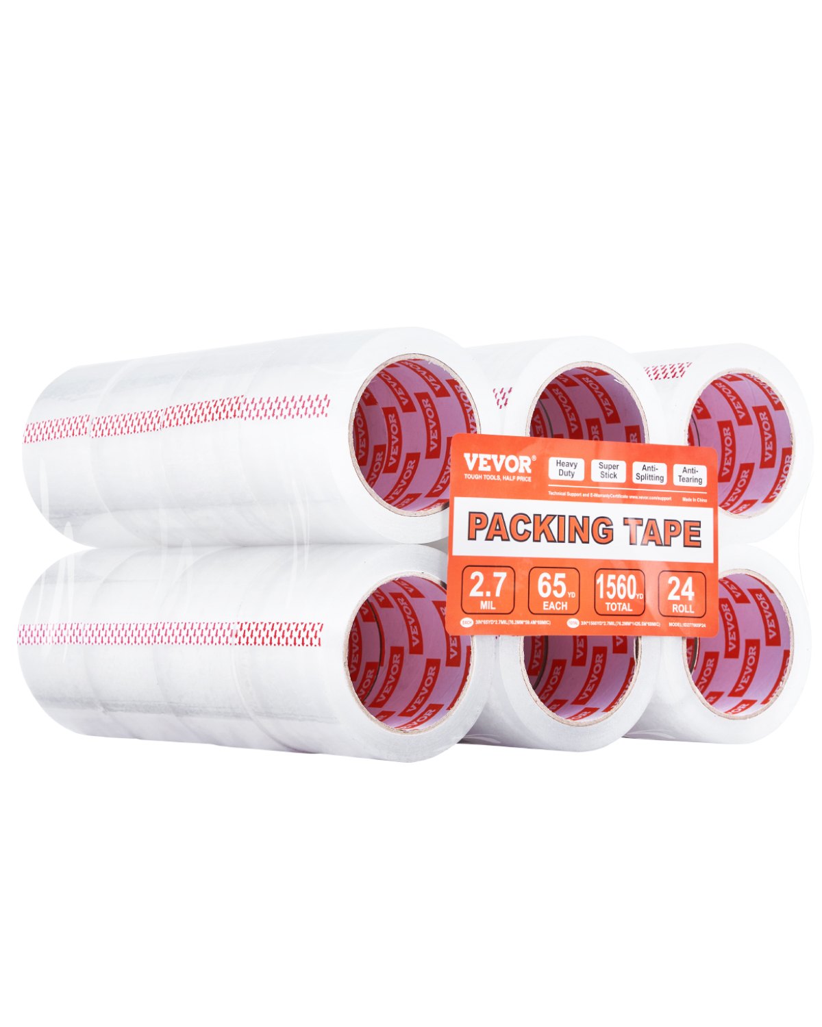 VEVOR Clear Packing Tape, 3 inches Core, 24 Rolls 3 Inches x 65 Yards Packing Tape, 2.7 Mil Thick, Heavy Duty Packaging Tape Designed for Moving, Storage and Packing, Shipping and Mailing, Office - 3YCXFXJDTM24YMKX1V0 - view 1
