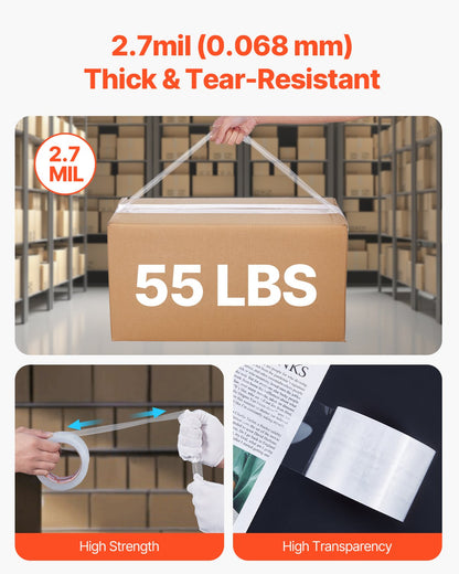 VEVOR Clear Packing Tape, 3 inches Core, 24 Rolls 3 Inches x 65 Yards Packing Tape, 2.7 Mil Thick, Heavy Duty Packaging Tape Designed for Moving, Storage and Packing, Shipping and Mailing, Office - 3YCXFXJDTM24YMKX1V0 - view 5