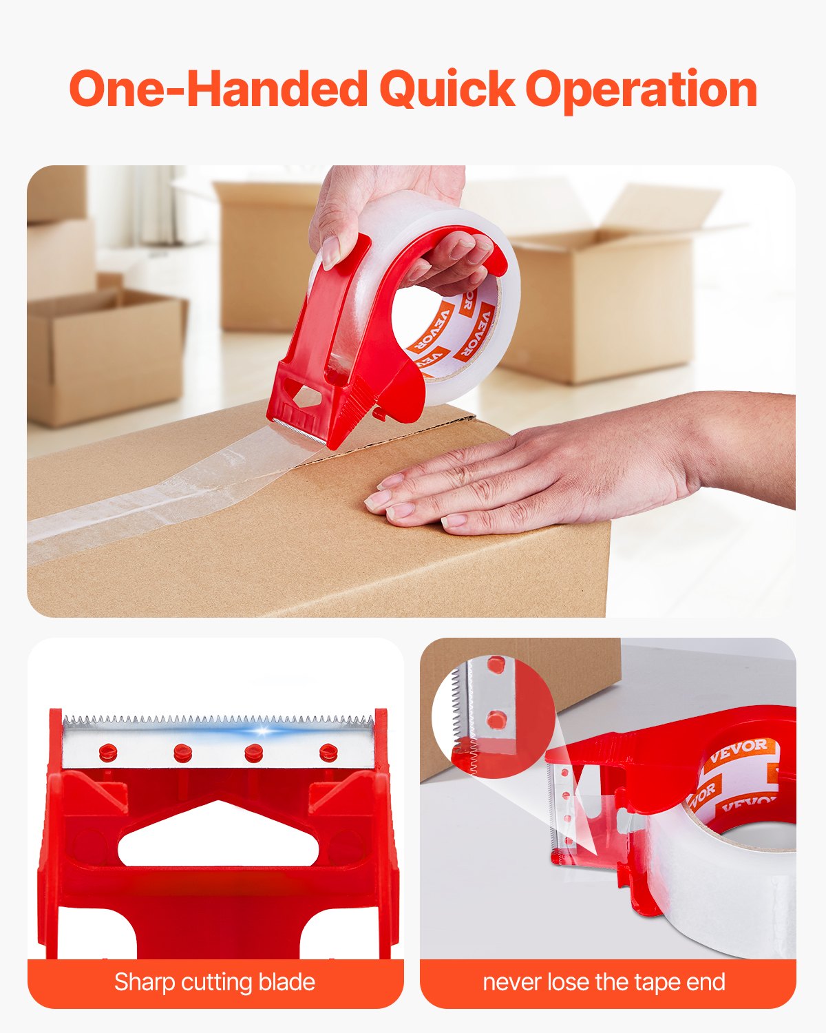 VEVOR Clear Packing Tape, 3 inches Core, 6 Rolls 1.88 Inches x 65 Yards Packing Tape with Dispenser, 2.7 Mil Heavy Duty Packaging Tape Designed for Moving, Storage and Packing, Shipping and Mailing - 3YCXFXJDTM6G2L8SQV0 - view 6