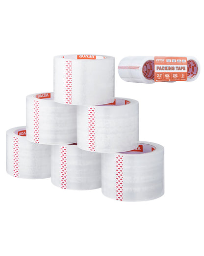 VEVOR Clear Packing Tape, 3 inches Core, 6 Rolls 3 Inches x 65 Yards Packing Tapes, 2.7 Mil Thick, Heavy Duty Packaging Tape Designed for Moving, Storage and Packing, Shipping and Mailing, Office - 3YCXFXJDTM6GBQG7PV0 - view 1
