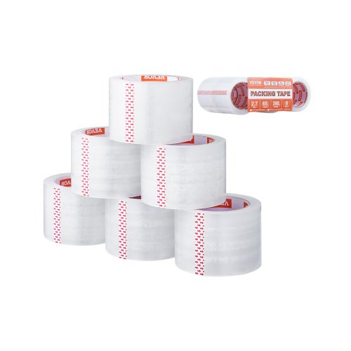 VEVOR Clear Packing Tape, 3 inches Core, 6 Rolls 3 Inches x 65 Yards Packing Tapes, 2.7 Mil Thick, Heavy Duty Packaging Tape Designed for Moving, Storage and Packing, Shipping and Mailing, Office - 3YCXFXJDTM6GBQG7PV0 - view 2