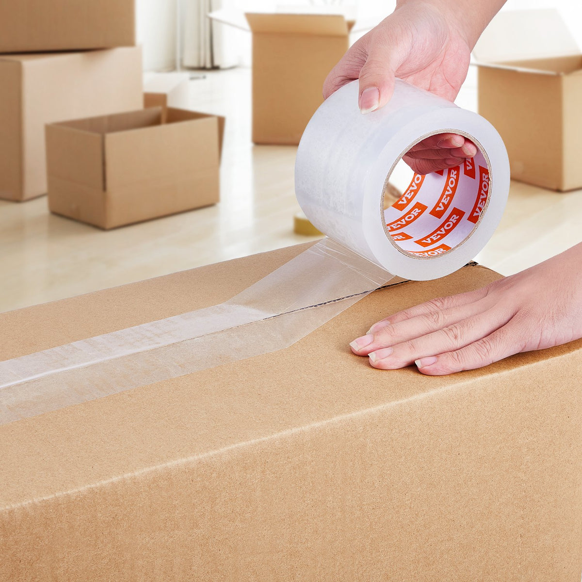 VEVOR Clear Packing Tape, 3 inches Core, 6 Rolls 3 Inches x 65 Yards Packing Tapes, 2.7 Mil Thick, Heavy Duty Packaging Tape Designed for Moving, Storage and Packing, Shipping and Mailing, Office - 3YCXFXJDTM6GBQG7PV0 - view 9