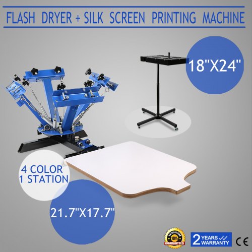 VEVOR 4 Color 1 Station Silk Screen Printing Press Printer Flash Dryer With Electrical Heating - 401SYJ+18X24DXHGJV1 - view 1