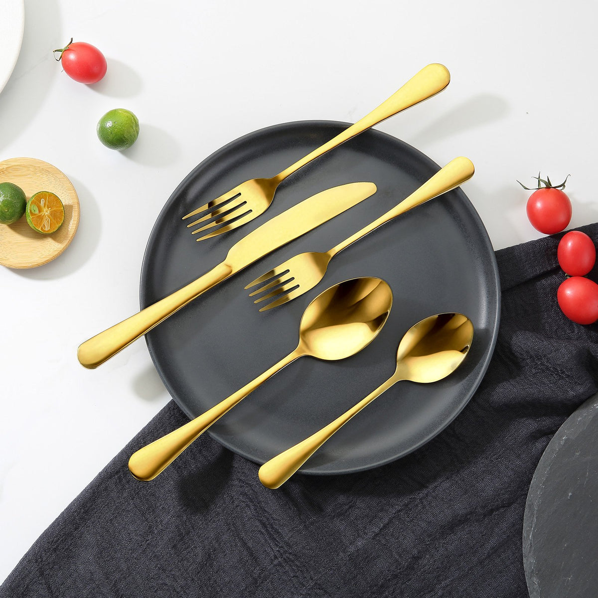 VEVOR 100-Piece Gold Silverware Set, Food-Grade Stainless Steel Flatware Utensils for 20, Mirror Finished Cutlery Set, Dishwasher Safe Eating Tableware for Kitchen Home, Include Knife Fork Spoon - 430BXGCJTZ1061WT7V0 - view 9