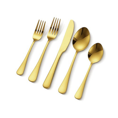 VEVOR 60-Piece Gold Silverware Set, Food-Grade Stainless Steel Flatware Utensils for 12, Mirror Finished Cutlery Set, Dishwasher Safe Eating Tableware for Kitchen Home, Include Knife Fork Spoon - 430BXGCJTZ6078URSV0 - view 2