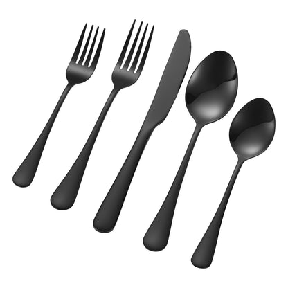 VEVOR 30-Piece Black Silverware Set, Food-Grade Stainless Steel Flatware Utensils for 6, Mirror Finished Cutlery Set, Dishwasher Safe Eating Tableware for Kitchen Home, Include Knife Fork Spoon - 430BXGCJTZHSERY1IV0 - view 10