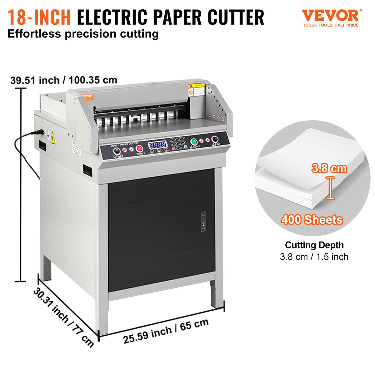 VEVOR Electric Paper Cutters - Select Your Configuration - 450VS+切纸机-V110 - view 2