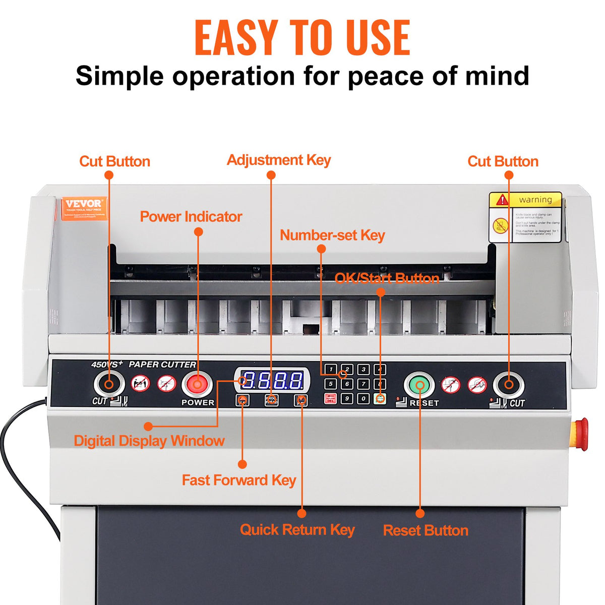 VEVOR Electric Paper Cutters - Select Your Configuration - 450VS+切纸机-V110 - view 3