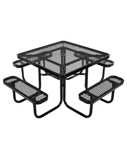 VEVOR Picnic Table, Outdoor Weather Resistant Patio Dining Furniture Set, Heavy Duty Coated Steel Tables with Umbrella Hole, 45.7 in Square Table and Bench Set, for Garden, Backyard, Porch, Black - 4DFZ63FTBKZDXDHV6V0 - view 1
