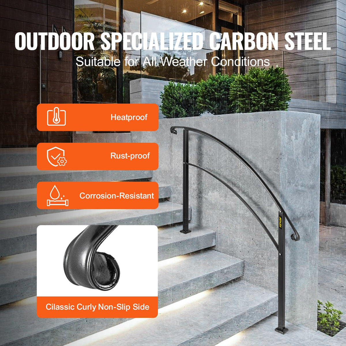 VEVOR Stair Handrails - Select Your Configuration - 4FTHWTYFSBLACK001V0 - view 3