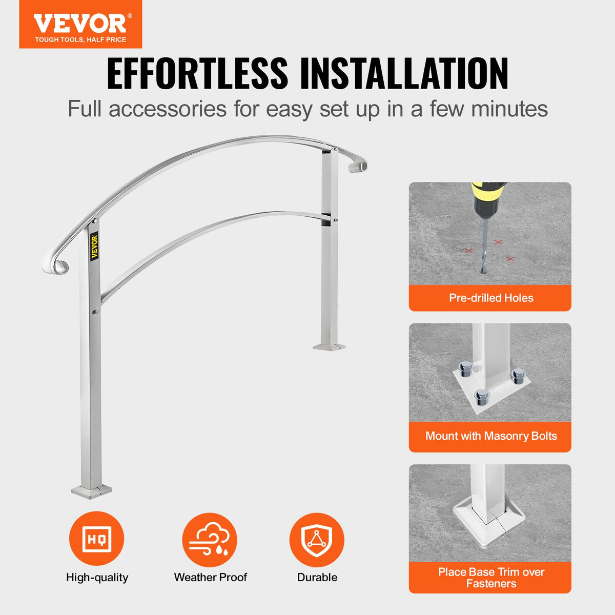VEVOR Stair Handrails - Select Your Configuration - 4FTHWTYFSWHITE001V0 - view 2