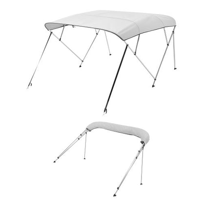 VEVOR 4 Bow Boat Bimini Tops, 600D Polyester Canopy with Aluminum Alloy Frame, Waterproof & Sun Shade Boat Awning Canopy with Storage Bag, 2 Support Poles, 4 Straps, 96"Lx(79"-84")Wx54"H, Light Grey - 4GCYZYP967989XHO1V0 - view 2