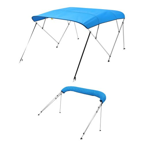 VEVOR 4 Bow Boat Bimini Tops, 600D Polyester Canopy with Aluminum Alloy Frame, Waterproof & Sun Shade Boat Awning Canopy with Storage Bag, 2 Support Poles, 4 Straps, 96"Lx(79"-84")Wx54"H, Pacific Blue - 4GCYZYP96798QNEISV0 - view 2