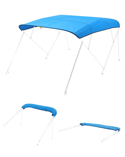 VEVOR 4 Bow Boat Bimini Tops, 600D Polyester Canopy, Waterproof & Sun Protection Boat Awning Canopy with Storage Bag, Bimini Top Replacement, 96"Lx(91"-96")W, Pacific Blue (Support Frame Not Included) - 4GCYZYP96919JYJ53V0 - view 1