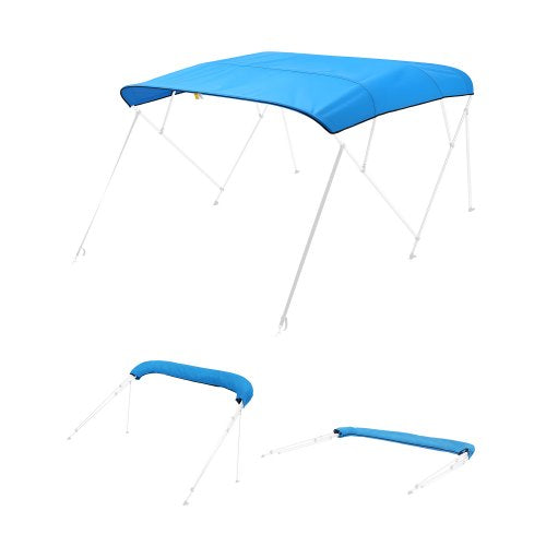 VEVOR 4 Bow Boat Bimini Tops, 600D Polyester Canopy, Waterproof & Sun Protection Boat Awning Canopy with Storage Bag, Bimini Top Replacement, 96"Lx(91"-96")W, Pacific Blue (Support Frame Not Included) - 4GCYZYP96919JYJ53V0 - view 2